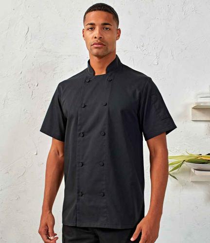 Premier Coolchecker? Short Sleeve Chef's Jacket - BLK - L